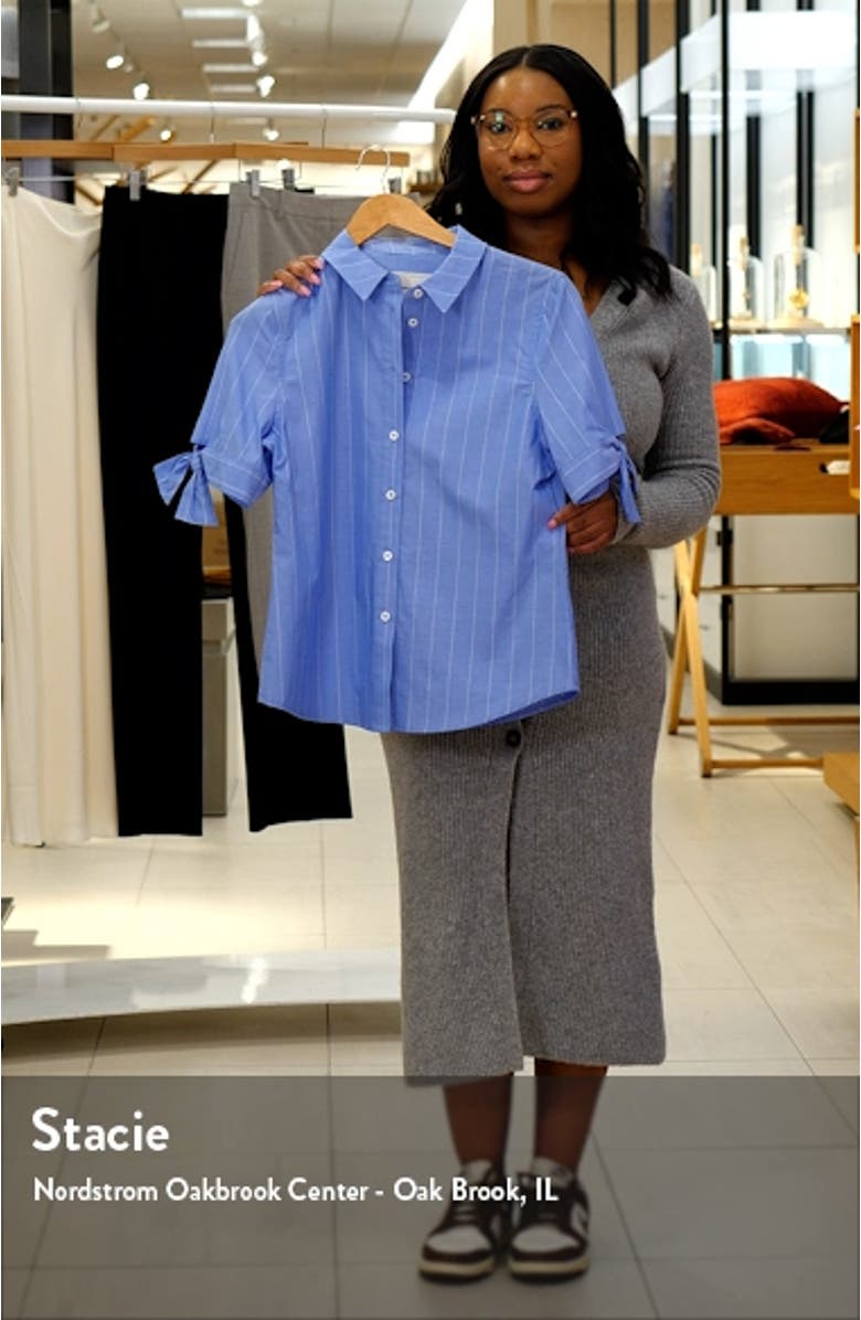 Wide Stripe Tie Cuff Cotton Shirt, sales video thumbnail