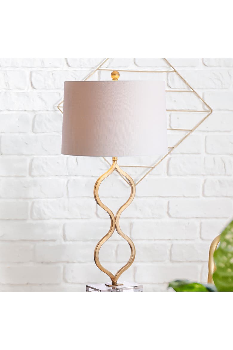 Levi 31.5" Metal/Crystal LED Table Lamp, Gold Leaf, Alternate, color, Gold