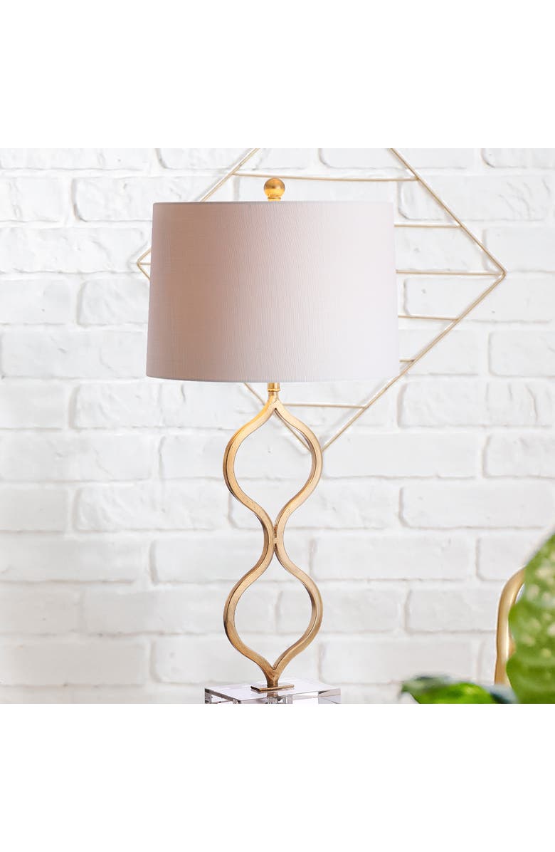 JONATHAN Y Levi 31.5" Metal/Crystal LED Table Lamp, Gold Leaf, Alternate, color, Gold