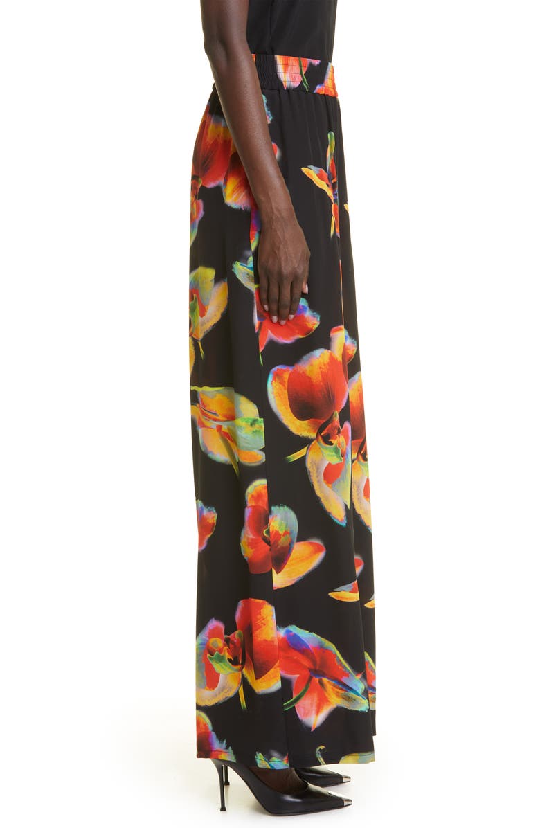 McQueen Floral Silk Wide Leg Pants, Alternate, color,