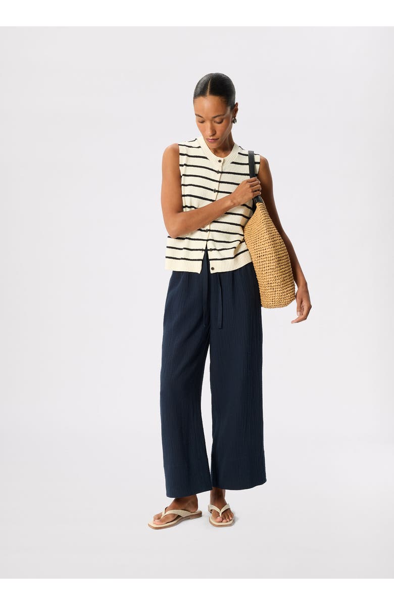 Whistles 100% Cotton Wide Leg Trousers, Main, color, Navy