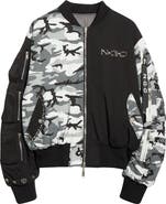 Nothing Grows Overnight Mixed Media Studded Bomber Jacket