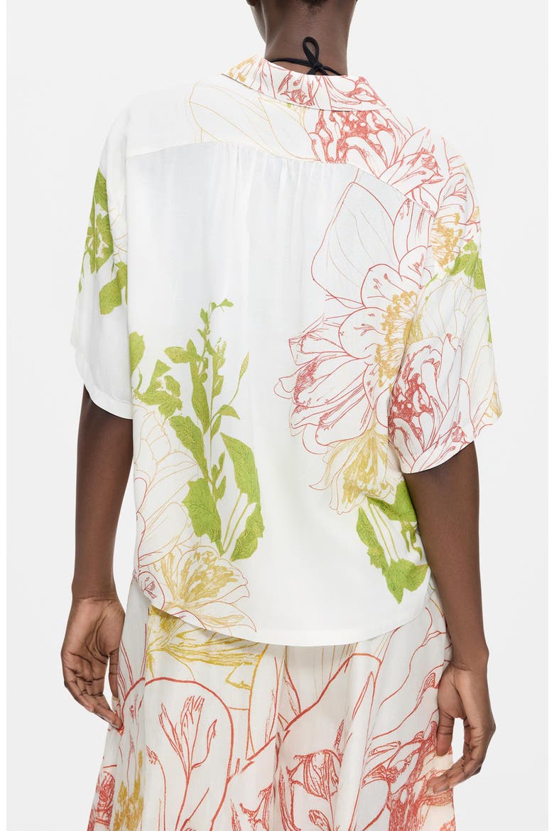 Floral Print Button-Up Shirt, Alternate, color, WHITE