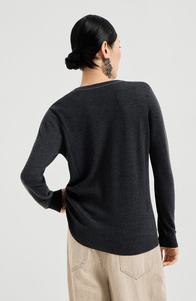 Brunello Cucinelli Cashmere sweater with monili, Alternate, color, Anthracite