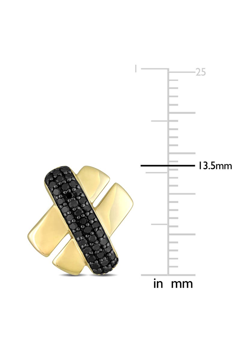 Diamond Crossover Design Stud Earrings 14k, Alternate, color, Gold/Black Diamond