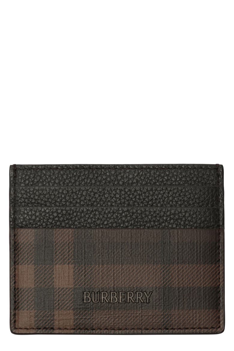 Sandon Check Card Case, Main, color, DARK BROWN