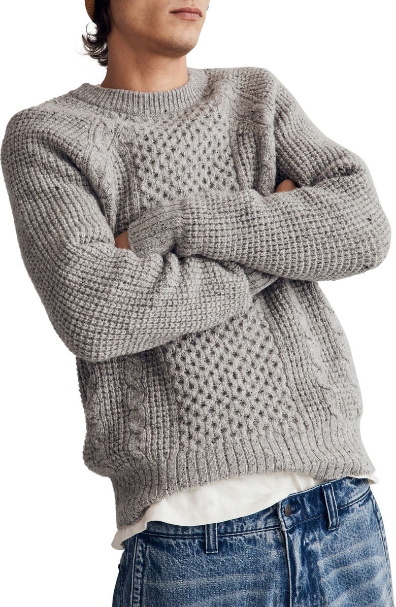 Madewell Cable Knit Fisherman's Sweater, Main, color, 