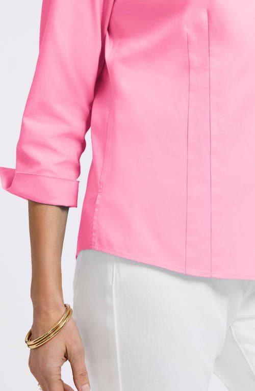 Foxcroft Taylor Long Sleeve Stretch Button-up Shirt In Pink Sea Glass
