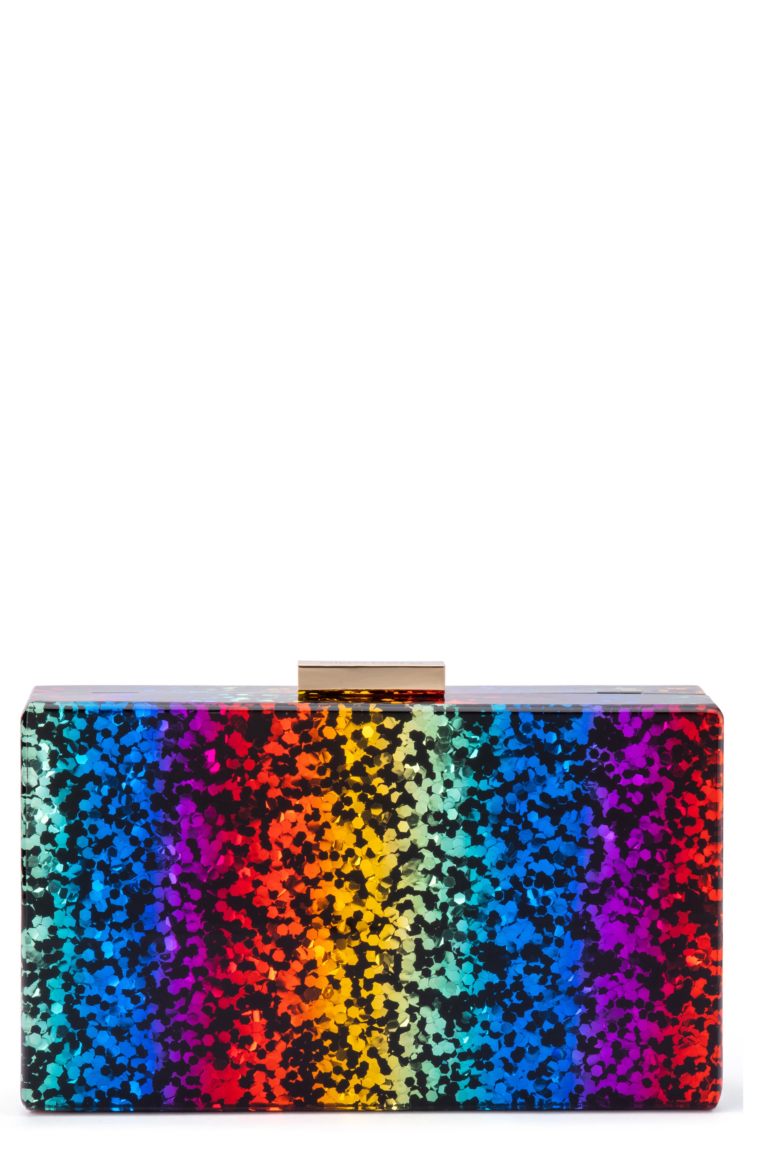Mardi Gras Rainbow Glitter Clutch, Main, color, RAINBOW