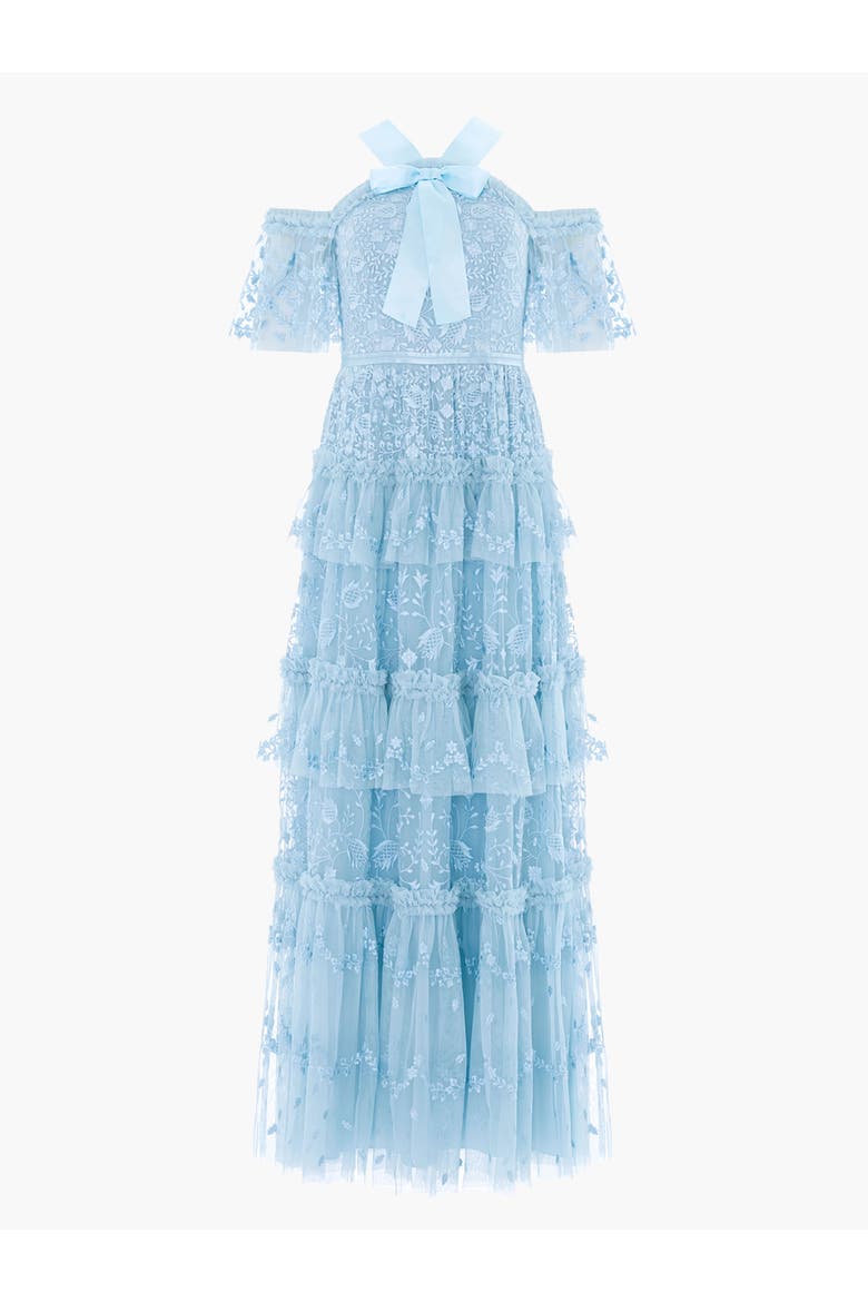 Primrose Tiered Maxi Gown, Alternate, color, Aqua