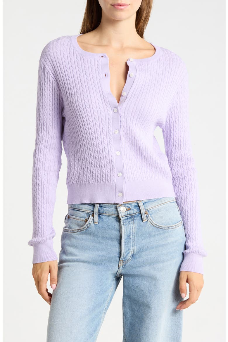 Cable Stitch Cardigan, Main, color, LAVENDER