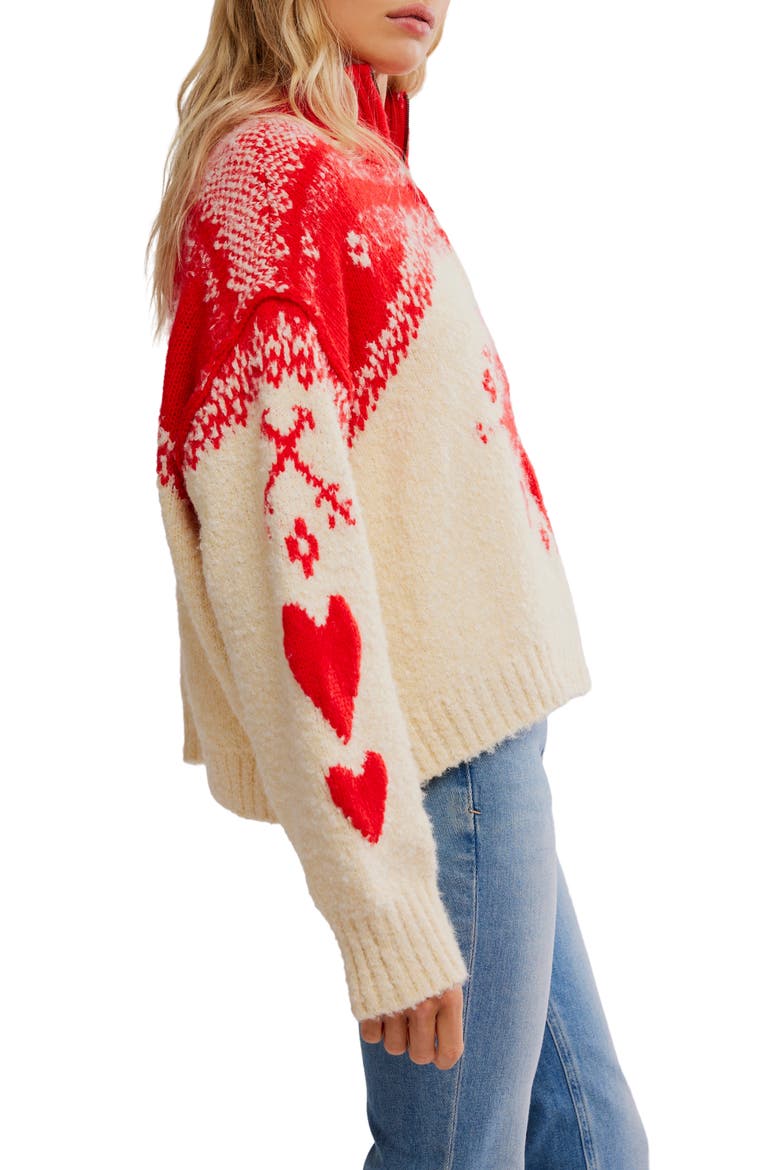 Mythical Half Zip Pullover, Alternate, color, VANILLA SCARLET COMB