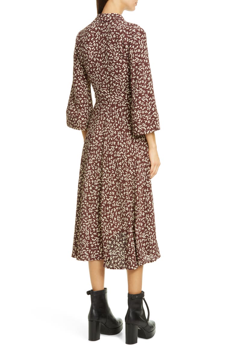Floral Logo Crêpe Wrap Dress, Alternate, color, DECADENT CHOCOLATE