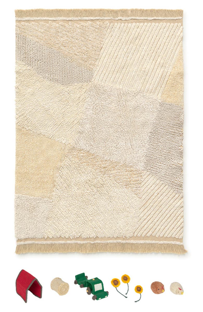 Lorena Canals Farm Fields Cotton Blend Washable Play Rug, Main, color, Natural