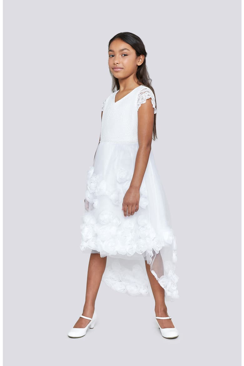Flutter Sleeve High/Low Dress, Alternate, color, IVORY