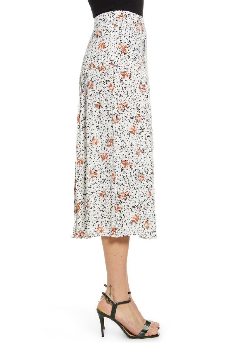 Pleated Midi Skirt, Alternate, color, IVORY DITSY DAISY