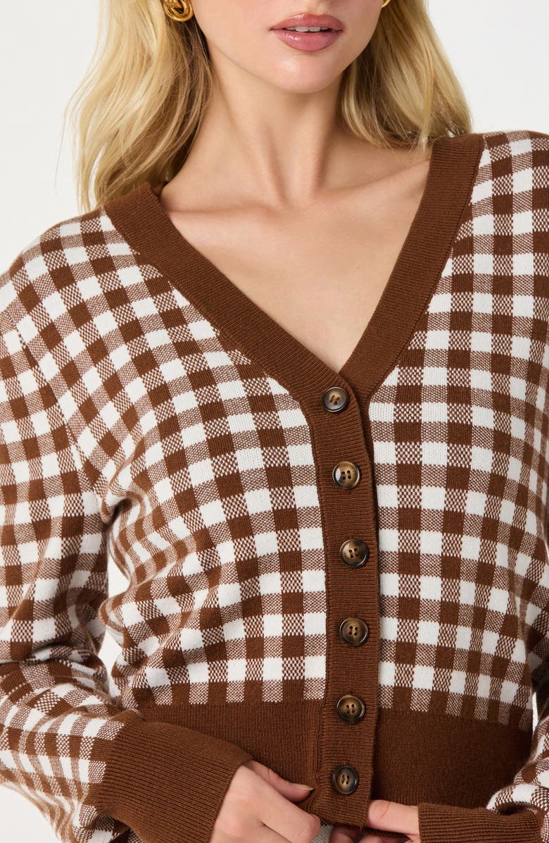 ASTR the Label Gingham Cardigan, Alternate, color, Brown Gingham