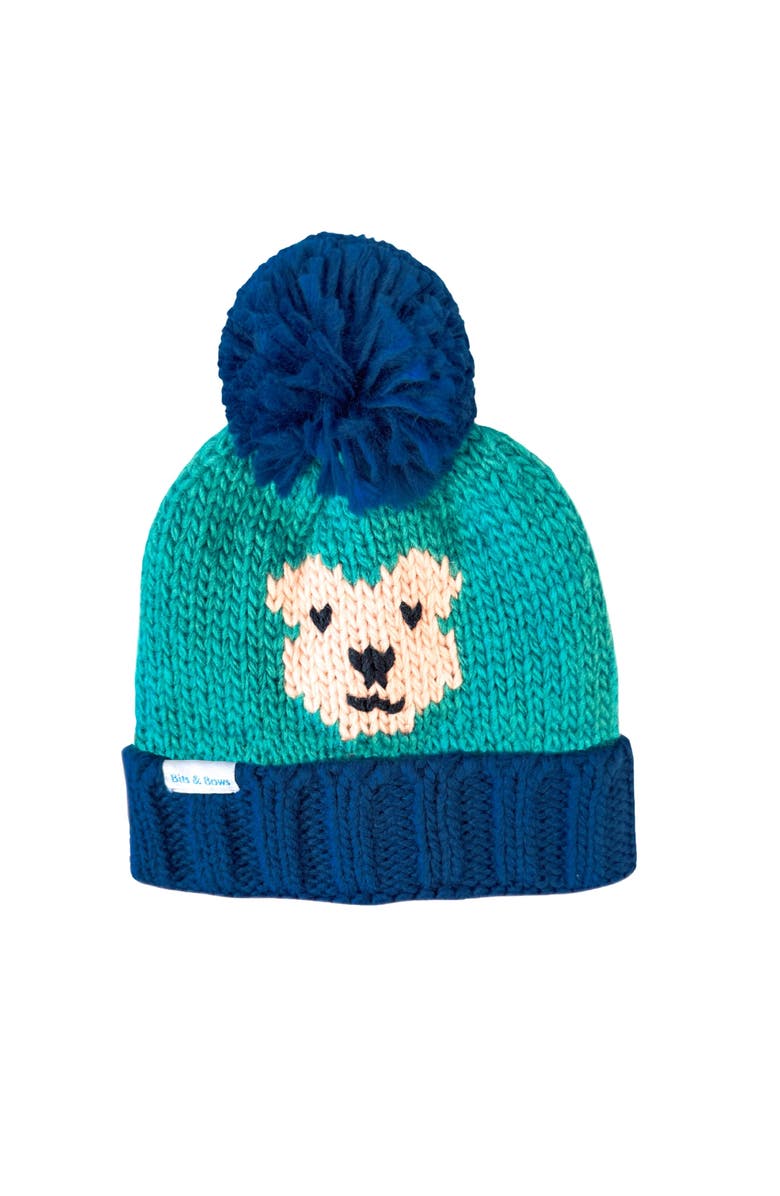 Bits & Bows Teddy Bear Knit Hat/Mittens Bundle, Alternate, color, Blue