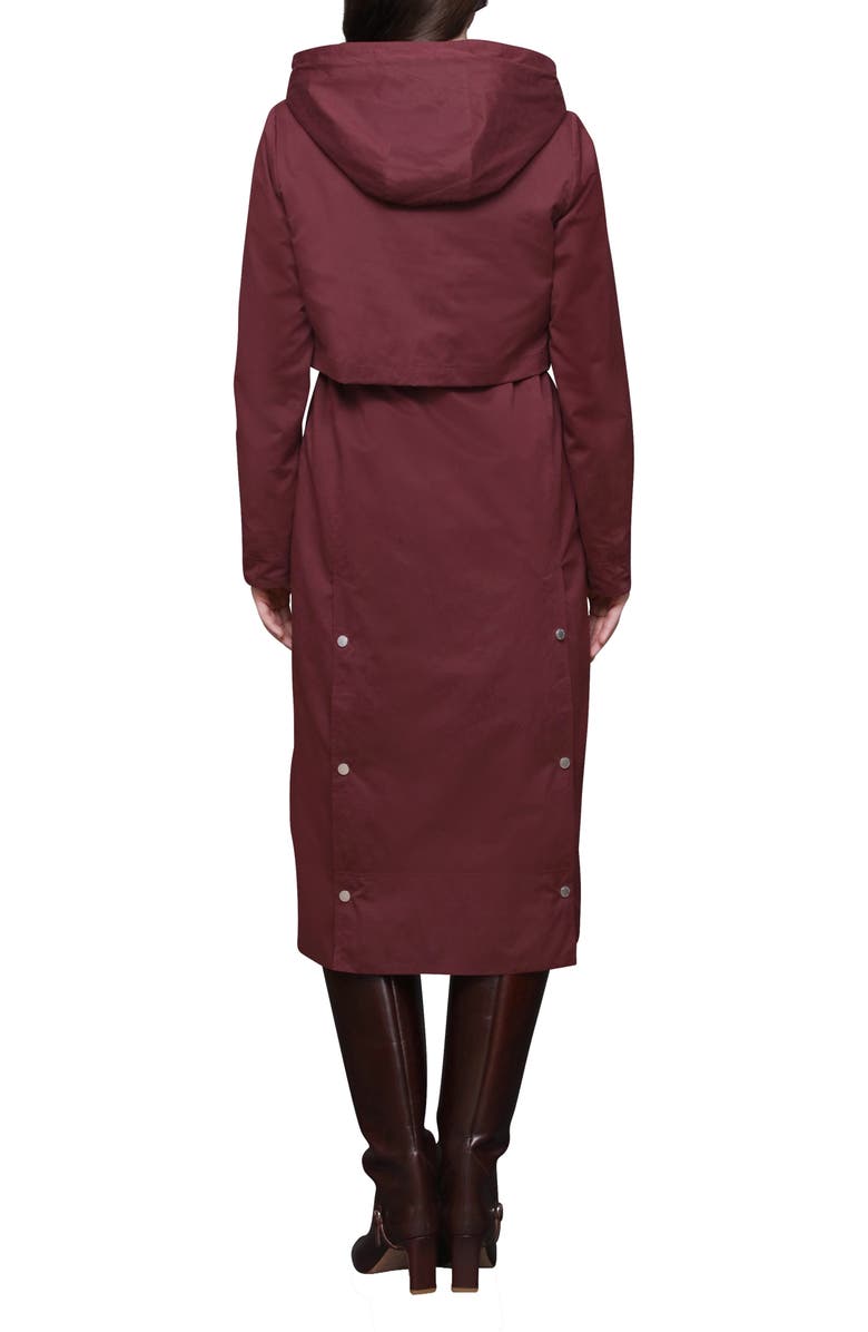 Avec Les Filles Hooded Maxi Rain Anorak, Alternate, color, Burgundy