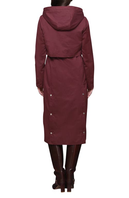 Avec Les Filles Hooded Long Coat In Burgundy
