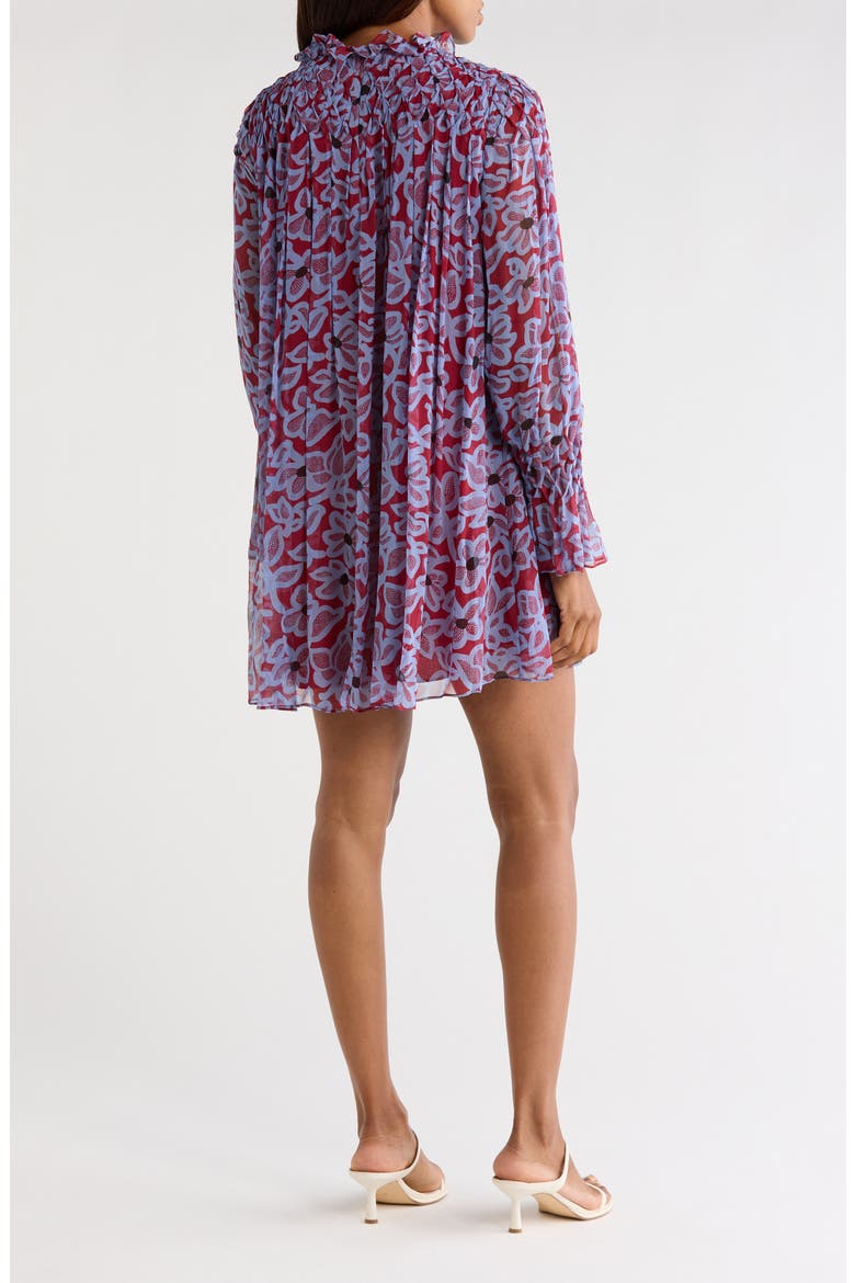 Vera Fleur Long Sleeve Silk Chiffon Minidress, Alternate, color, VERA FLEUR CHERRY COMBO