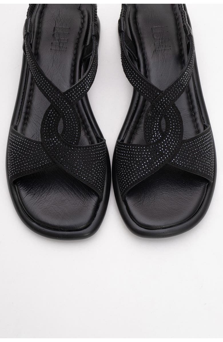 Forever & Always Shoes Sieglinde Embellished Leather Sandal, Alternate, color, Black Leather