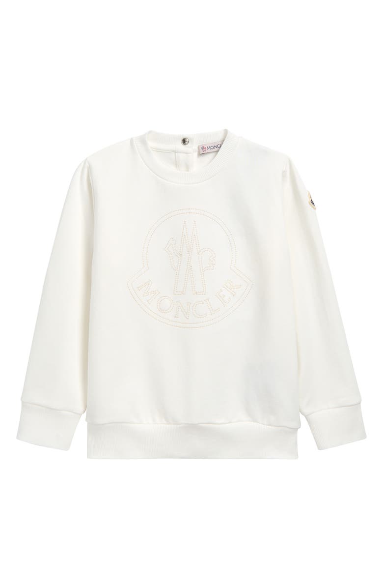 Moncler Kids' Logo Stretch Cotton Sweatshirt, Main, color, White