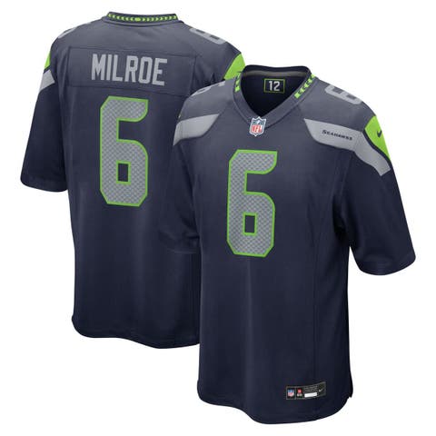 Men's Nike Jalen Milroe College Navy Seattle Seahawks 2025 NFL Draft Game Jersey