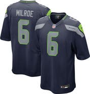 Nike Men's Nike Jalen Milroe College Navy Seattle Seahawks 2025 NFL Draft Game Jersey