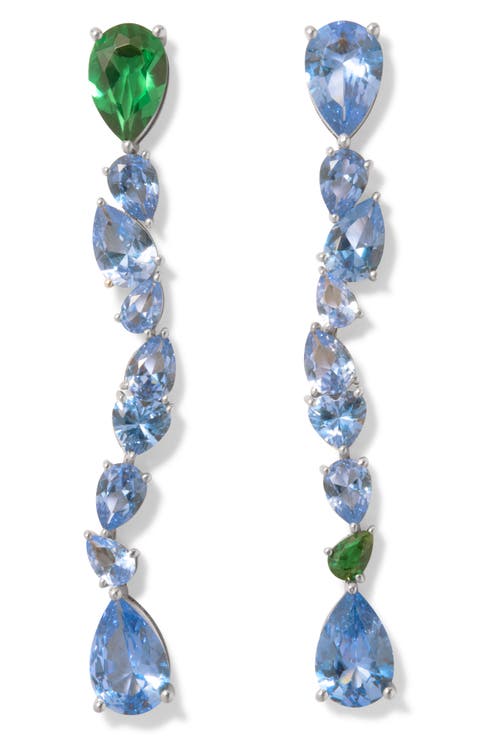 Green Cubic Zirconia & Synthetic Spinel Mismatched Drop Earrings