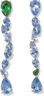 COMPLETEDWORKS Green Cubic Zirconia & Synthetic Spinel Mismatched Drop Earrings