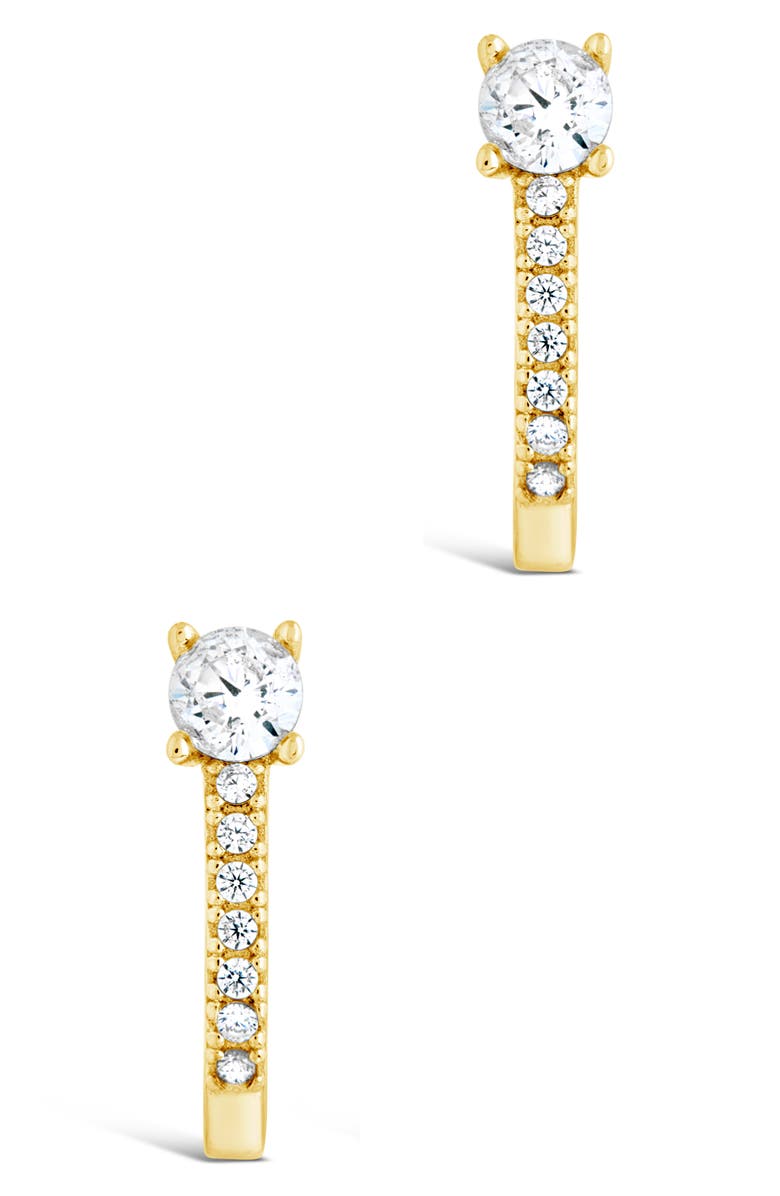 Sterling Forever Cubic Zirconia Pavé Drop Earrings, Alternate, color, Gold