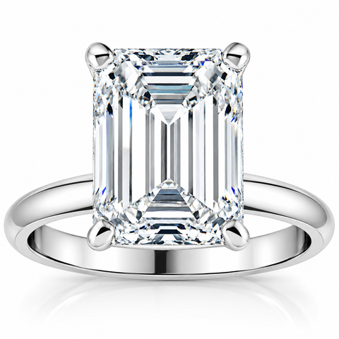 Certified 4ct Emerald Cut Solitaire Diamond Engagement Ring Lab Grown 14k