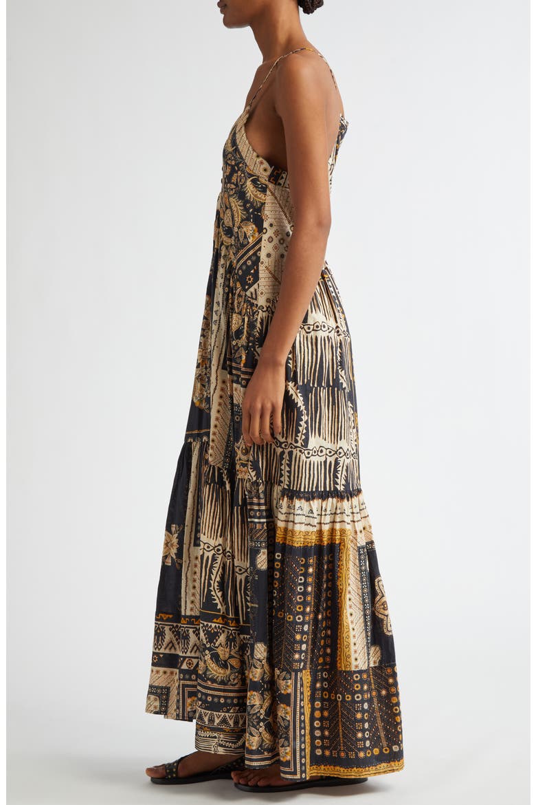 Sabba Mixed Print Cotton Maxi Dress, Alternate, color, BLACK / OCHRE