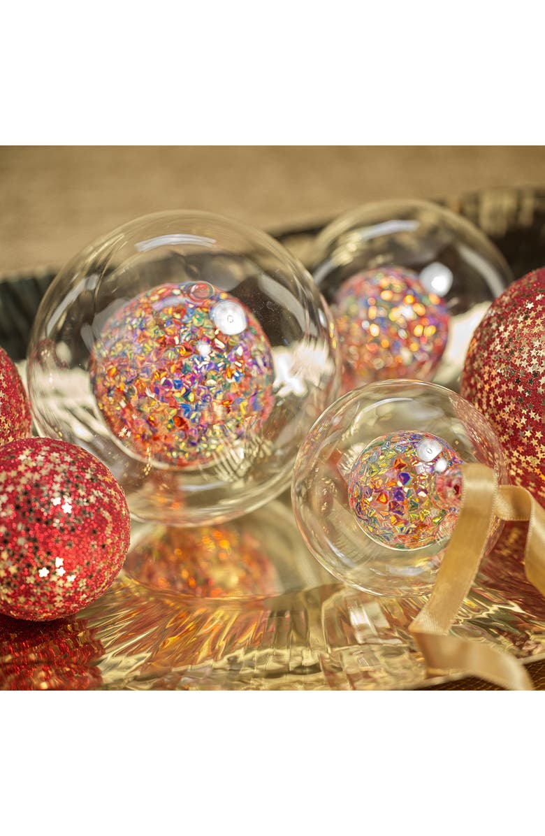 Zodax Pentagon Set of 2 Glass Ornaments, Alternate, color, Multicolored