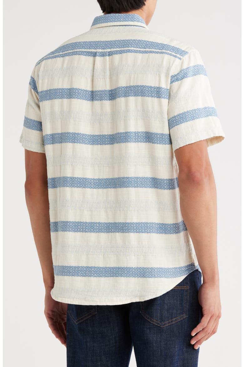 San Gabriel Dobby Stripe Short Sleeve Cotton Button-Up Shirt, Alternate, color, BLUE MULTI STRIPE
