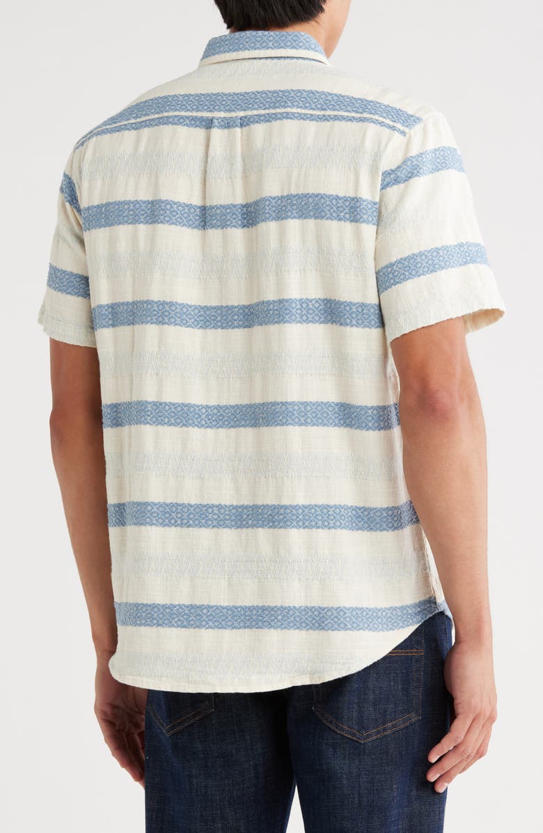 Lucky Brand San Gabriel Dobby Stripe Short Sleeve Cotton Button-Up Shirt, Alternate, color, Blue Multi Stripe