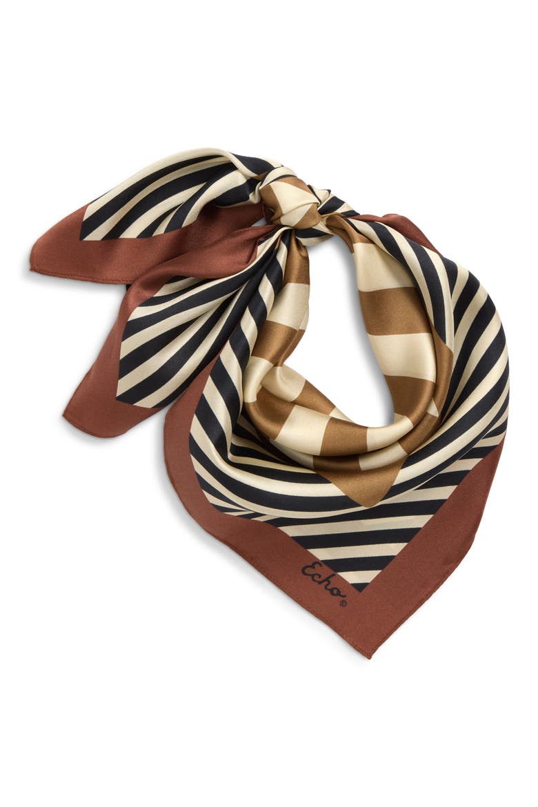 Striped Silk Bandana, Main, color, BLACK