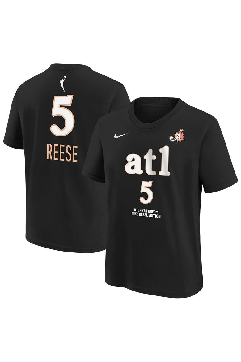 Youth Nike Angel Reese Black Atlanta Dream Rebel Edition Name & Number T-Shirt, Main, color, Black