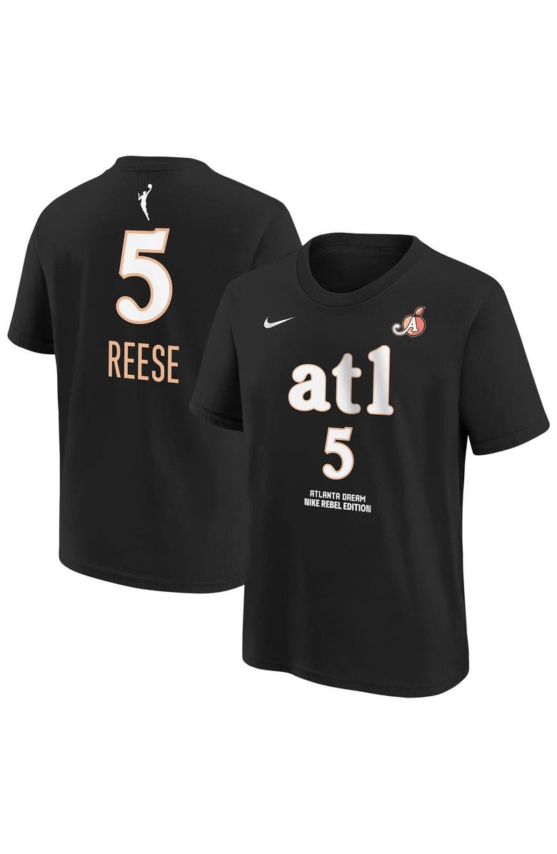Nike Youth Nike Angel Reese Black Atlanta Dream Rebel Edition Name & Number T-Shirt, Main, color, Black