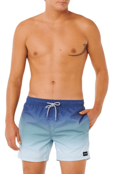 Offset Faded Volley Swim Trunks
