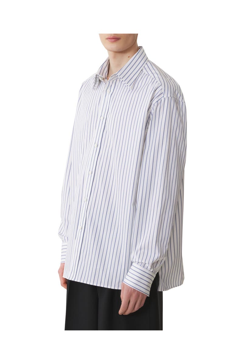Lanvin Oversized Striped Cotton Poplin Shirt, Alternate, color, White/Black Navy