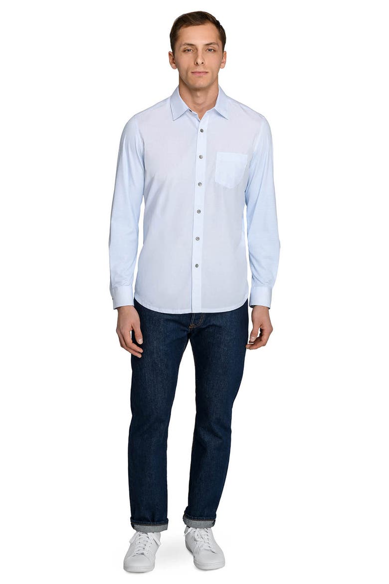 Slim Fit Abstract Squiggle Reworked Button-Up Shirt, Alternate, color, WHITE/ BLUE