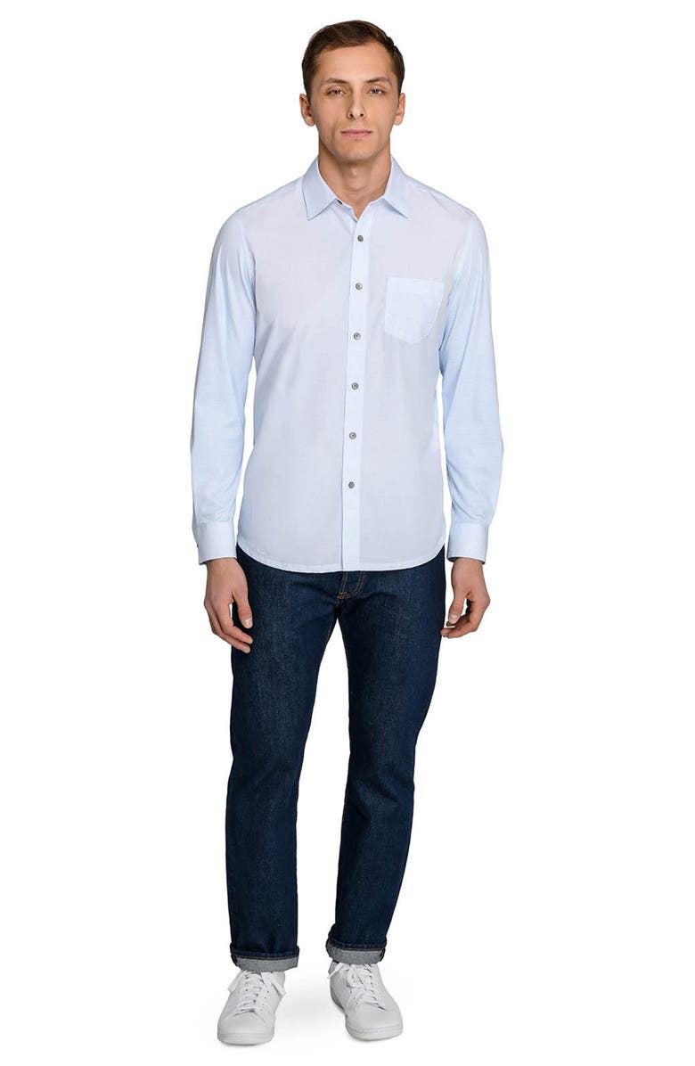 W.R.K Slim Fit Abstract Squiggle Reworked Button-Up Shirt, Alternate, color, White/ Blue