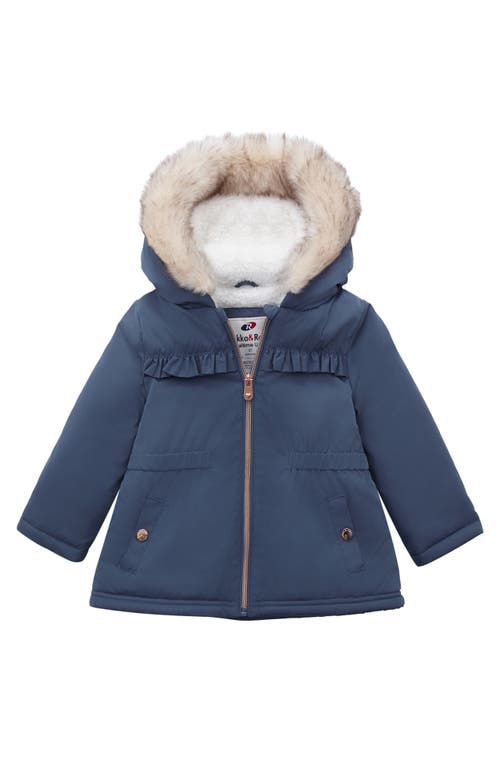 Rokka&rolla Borg Lining Puffer Coat In Blue