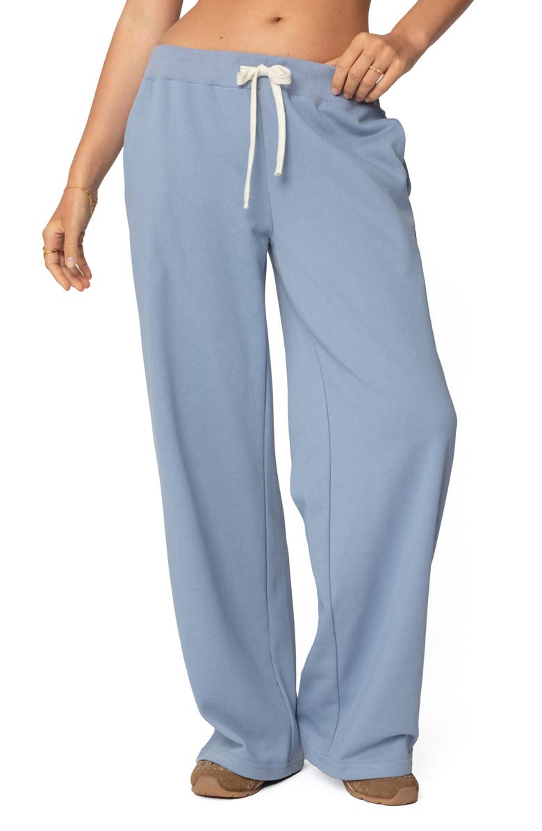 EDIKTED Straight Leg French Terry Sweatpants, Main, color, Blue