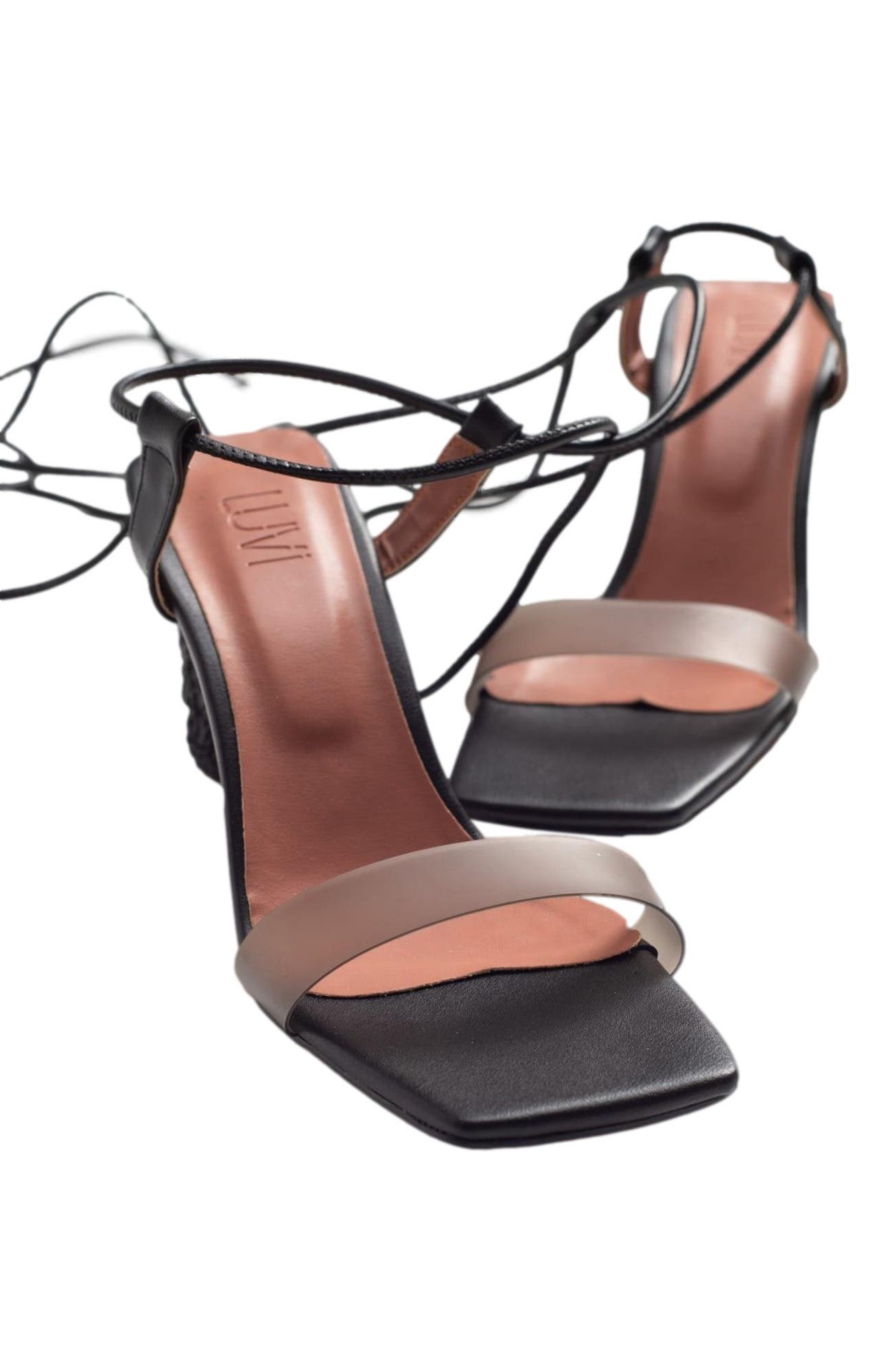 Prologue Shoes Rhea Block Heel Sandal, Main, color, Black Faux Leather