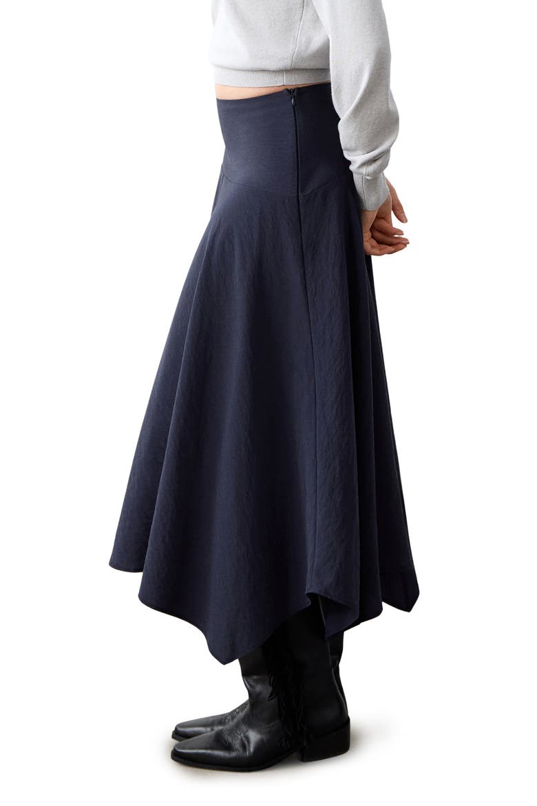 Handkerchief Hem Midi Skirt, Main, color, NAVY