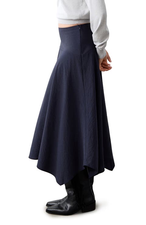 Handkerchief Hem Midi Skirt