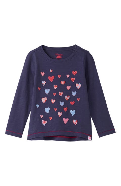 Kids' Falling Hearts Embroidered T-Shirt (Toddler, Litle KId & Big Kid)